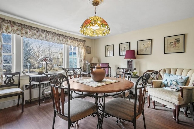 dining area with wood finished floors