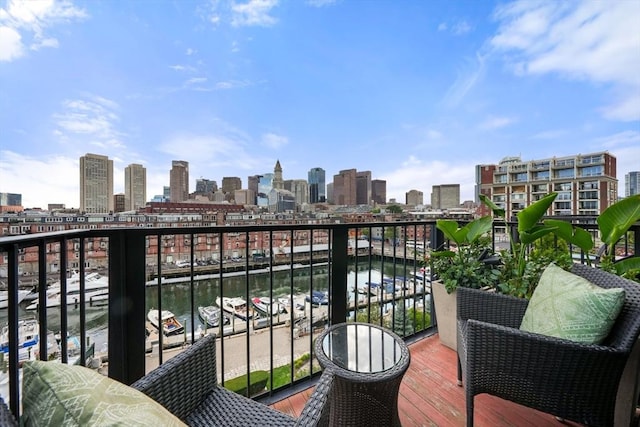 balcony with a skyline view