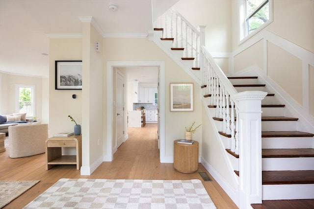 24 Ivory St, Boston, MA 02132 - stairs with wood finished floors and ornamental molding