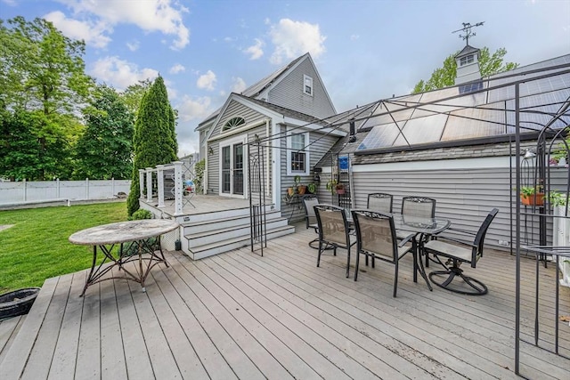 57 Century Rd, Weymouth, MA 02190 - wooden terrace with outdoor dining area