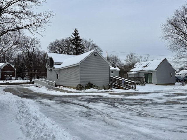 view of snow covered exterior