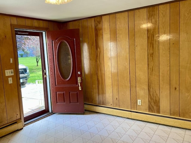 68 Briarbrook Dr, Seekonk, MA 02771 - entryway with a baseboard radiator, wooden walls, and plenty of natural light