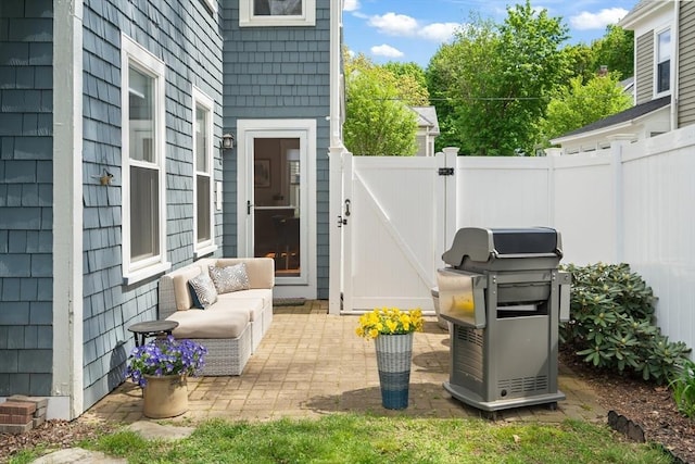 4 Arlington St Unit A, Newburyport, MA 01950 - view of patio / terrace with a gate, area for grilling, fence, and an outdoor hangout area