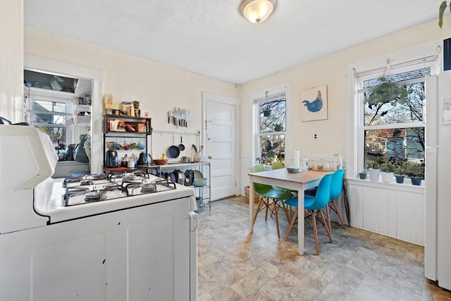 kitchen with white appliances and plenty of natural light