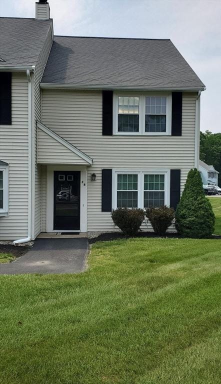728 Auburn St Unit F8, Whitman, MA 02382 - multi unit property featuring a front yard, a chimney, and roof with shingles