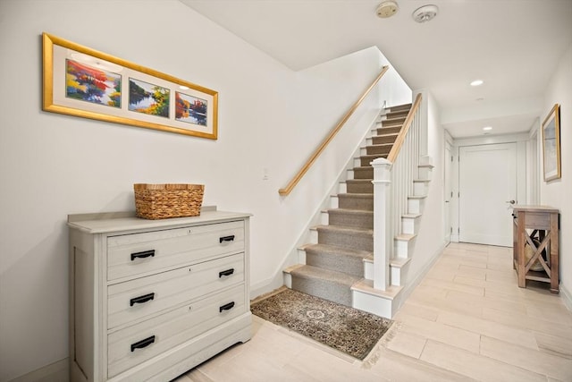 266 Merrimac St Unit F, Newburyport, MA 01950 - staircase with recessed lighting and baseboards