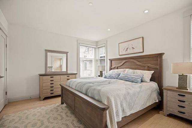 266 Merrimac St Unit F, Newburyport, MA 01950 - bedroom with light wood-style floors, recessed lighting, and baseboards