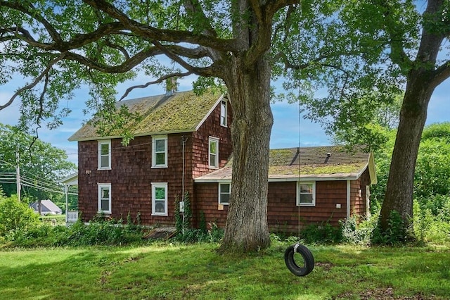 115 S Shelburne Rd, Greenfield, MA 01301 - view of property exterior with a shingled roof and a lawn