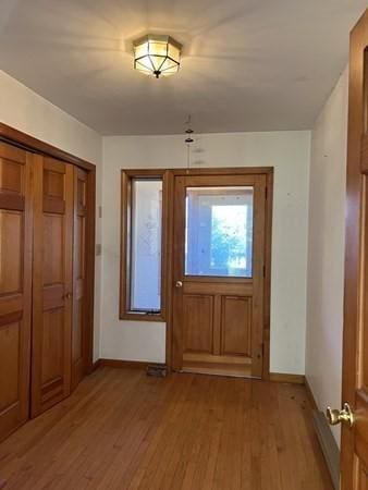 doorway featuring light hardwood / wood-style floors