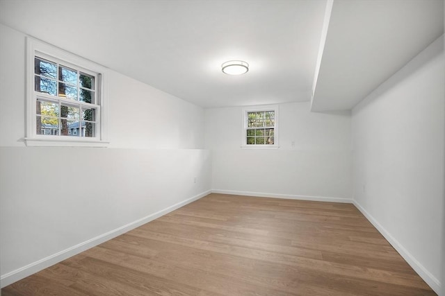 interior space with wood finished floors and baseboards