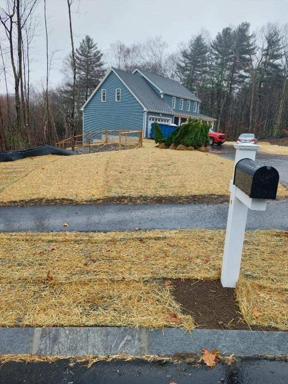 view of yard with a garage