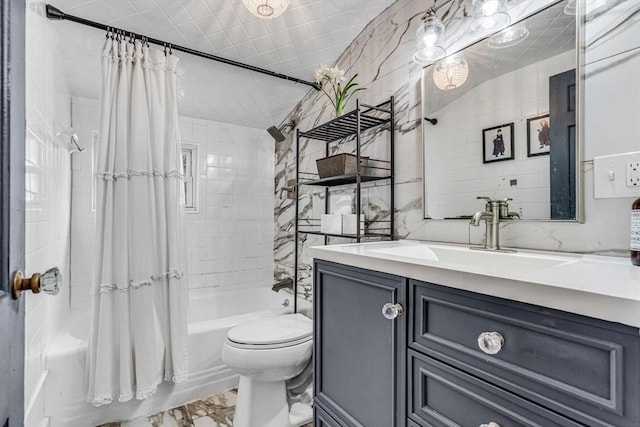 5 Vandergrift St, Lawrence, MA 01843 - bathroom with marble finish floors, shower / bath combo, and vanity