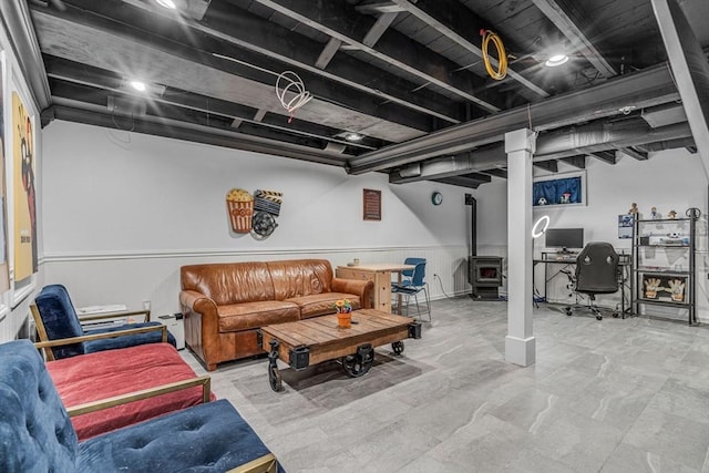 5 Vandergrift St, Lawrence, MA 01843 - living room featuring a desk and a baseboard heating unit