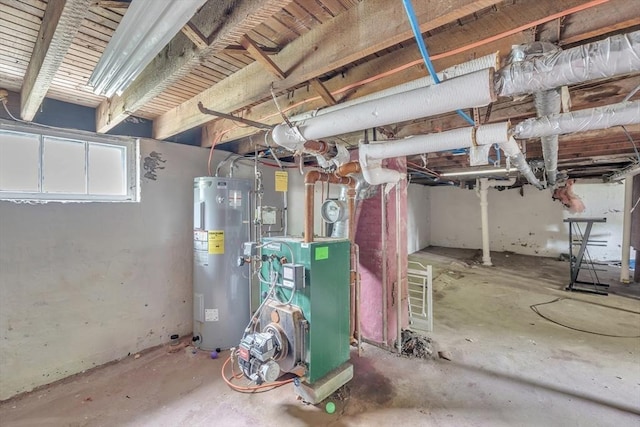 basement featuring water heater