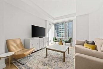 living room with hardwood / wood-style flooring