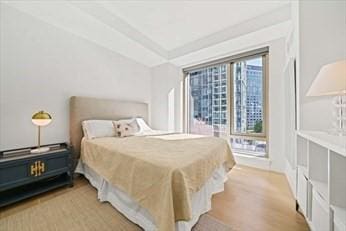 bedroom with light hardwood / wood-style floors