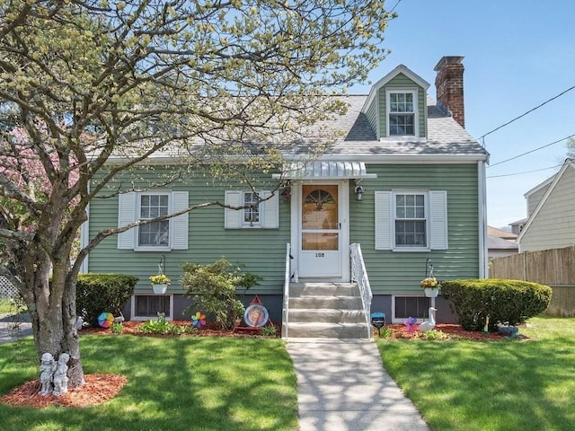 108 Edward Rd, Watertown, MA 02472 - view of front of home featuring a chimney, entry steps, and a shingled roof