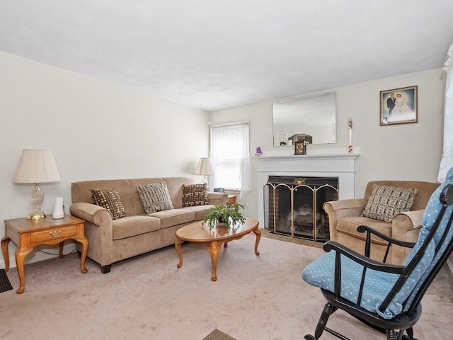 108 Edward Rd, Watertown, MA 02472 - carpeted living area featuring a fireplace with flush hearth