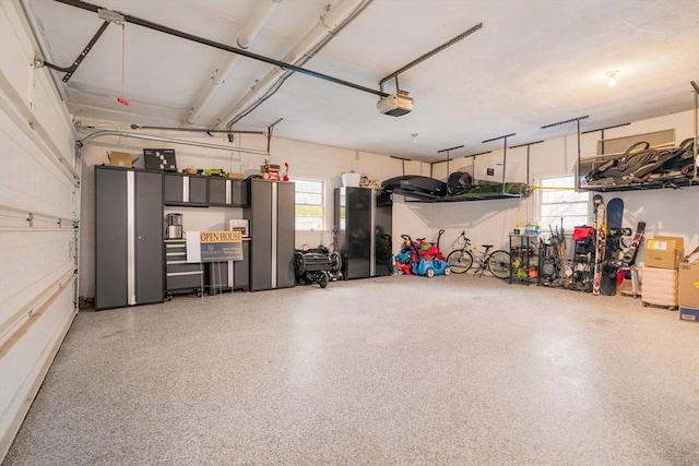 garage with a garage door opener