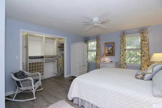 18 Periwinkle Ln, Mashpee, MA 02649 - bedroom with wood finished floors, a closet, and a ceiling fan