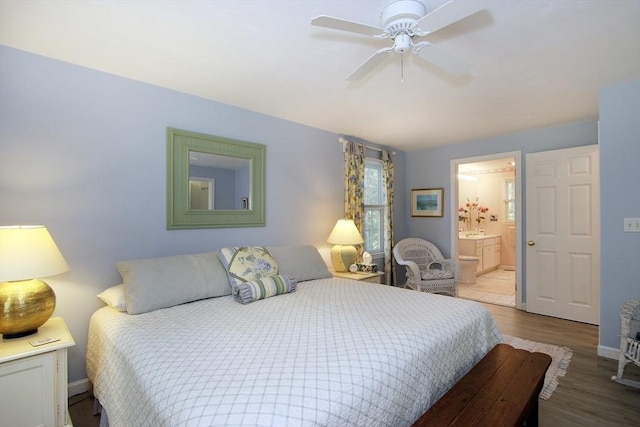 18 Periwinkle Ln, Mashpee, MA 02649 - bedroom with wood finished floors, ensuite bath, and ceiling fan