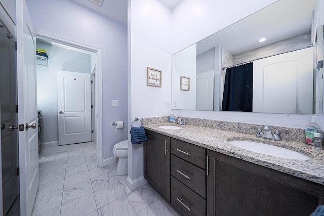 194 Crownshield Ave Unit 194, Uxbridge, MA 01569 - bathroom featuring marble look tiles and double vanity