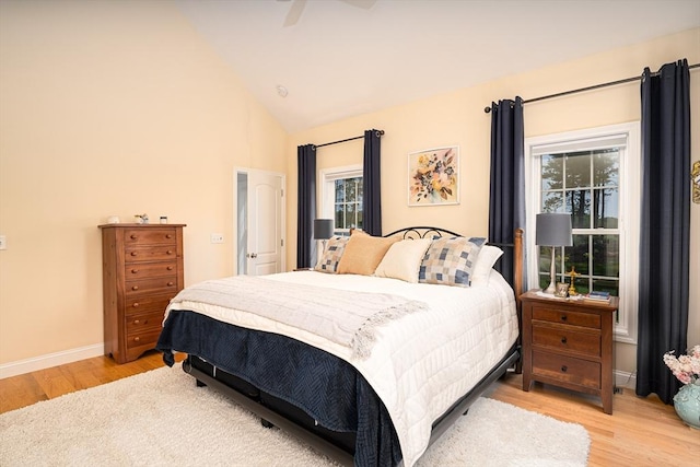 194 Crownshield Ave Unit 194, Uxbridge, MA 01569 - bedroom with light wood-style floors, a ceiling fan, and high vaulted ceiling