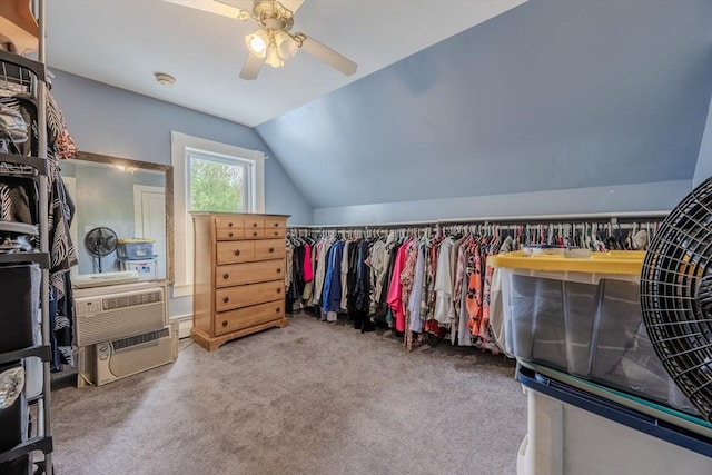 735 Hildreth St, Dracut, MA 01826 - spacious closet featuring lofted ceiling, carpet flooring, and a ceiling fan