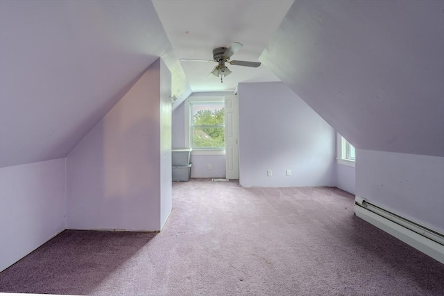 735 Hildreth St, Dracut, MA 01826 - bonus room with carpet, a ceiling fan, vaulted ceiling, and a baseboard heating unit