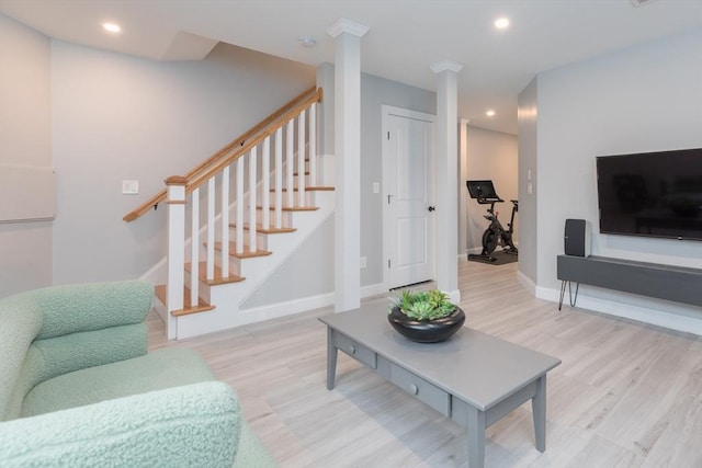 living room with light wood-type flooring