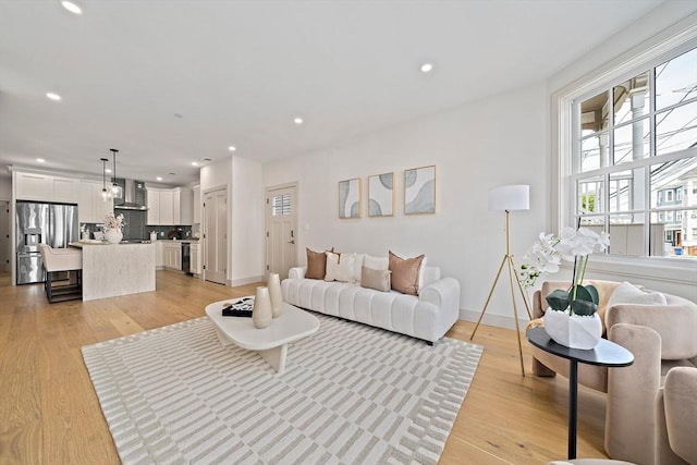 59 Falcon St Unit 1, Boston, MA 02128 - living room with light wood-type flooring and recessed lighting