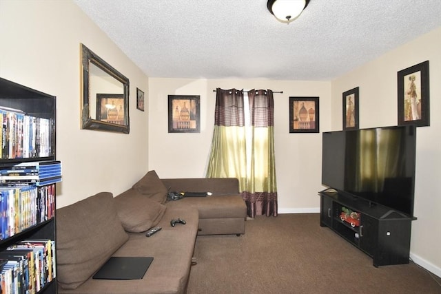 855 Liberty St, Springfield, MA 01104 - carpeted living room featuring baseboards and a textured ceiling