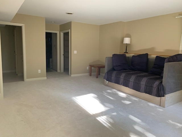 living room with light colored carpet