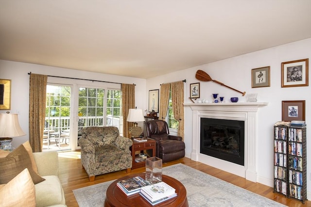 2181 Service Rd, Barnstable, MA 02668 - living area with wood finished floors and a glass covered fireplace