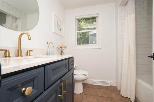 3 Eileen Rd, Norton, MA 02766 - bathroom featuring vanity, tile patterned flooring, toilet, baseboards, and shower / bath combo