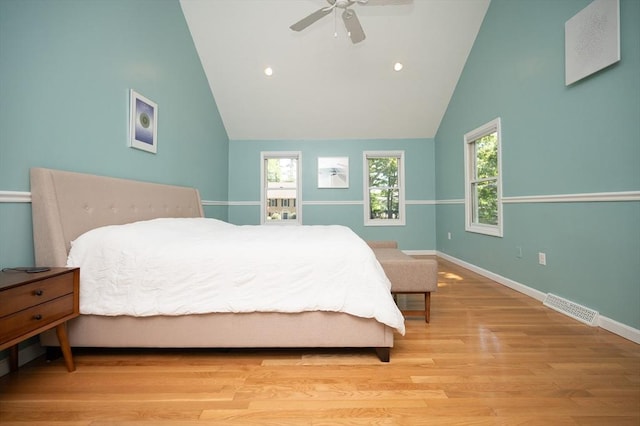 3 Eileen Rd, Norton, MA 02766 - bedroom featuring baseboards, wood finished floors, recessed lighting, ceiling fan, and high vaulted ceiling