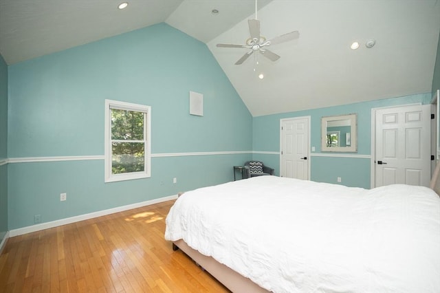 3 Eileen Rd, Norton, MA 02766 - bedroom with lofted ceiling, wood-type flooring, baseboards, recessed lighting, and a ceiling fan