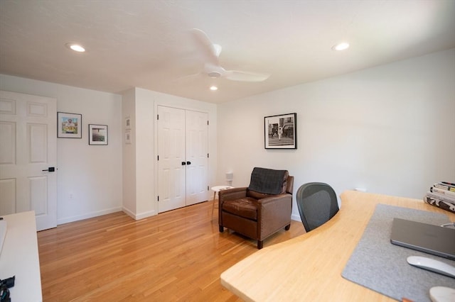 3 Eileen Rd, Norton, MA 02766 - office featuring light wood-style floors, recessed lighting, a ceiling fan, and baseboards