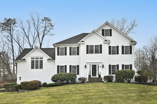 view of front of home with a front yard