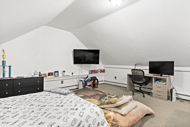 1185 Read St, Somerset, MA 02726 - carpeted bedroom featuring lofted ceiling and a baseboard radiator