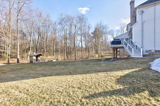 view of yard featuring stairs