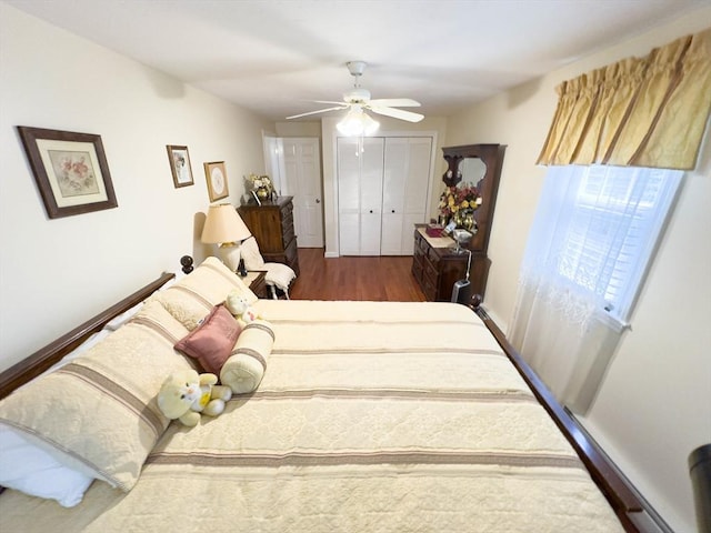 93 Mccracken Rd, Millbury, MA 01527 - bedroom with wood finished floors, a closet, and ceiling fan