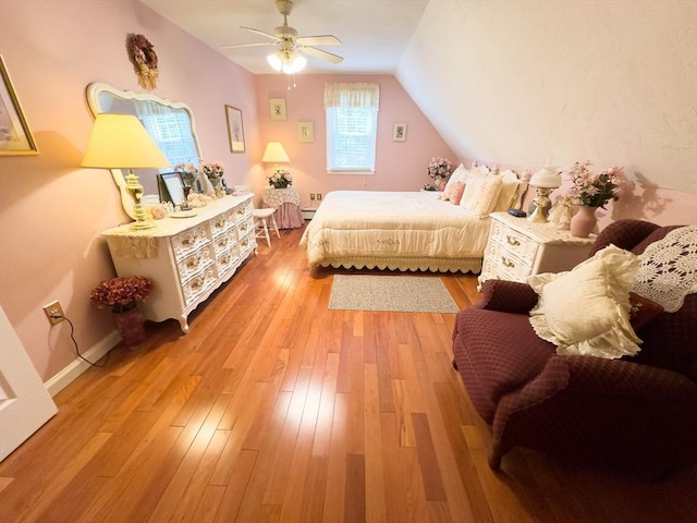 93 Mccracken Rd, Millbury, MA 01527 - bedroom featuring light wood-style floors, lofted ceiling, and ceiling fan