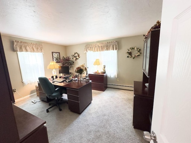 93 Mccracken Rd, Millbury, MA 01527 - office area with baseboard heating, light colored carpet, and baseboards