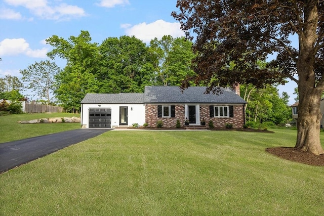 47 Jacob St, Seekonk, MA 02769 - ranch-style home featuring a garage, driveway, a chimney, and brick siding