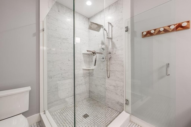 510 Dorchester Ave Unit 2R, Boston, MA 02127 - full bath with toilet, a stall shower, recessed lighting, and baseboards