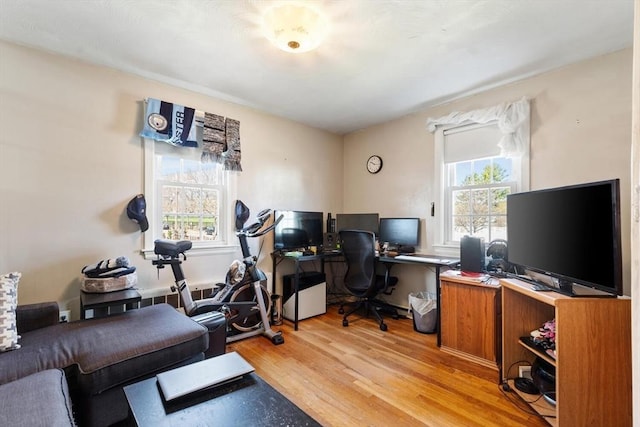 office space featuring light wood-style flooring