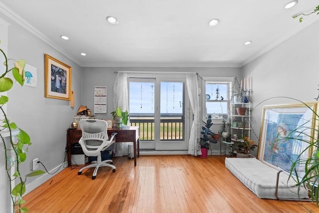 92 Winthrop Shore Dr Unit 2, Winthrop, MA 02152 - office featuring recessed lighting, wood-type flooring, ornamental molding, and baseboards
