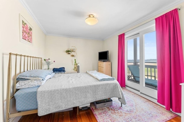 92 Winthrop Shore Dr Unit 2, Winthrop, MA 02152 - bedroom with access to outside, ornamental molding, and wood finished floors