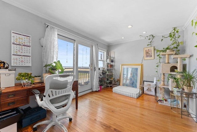 92 Winthrop Shore Dr Unit 2, Winthrop, MA 02152 - office space featuring crown molding, wood finished floors, and recessed lighting